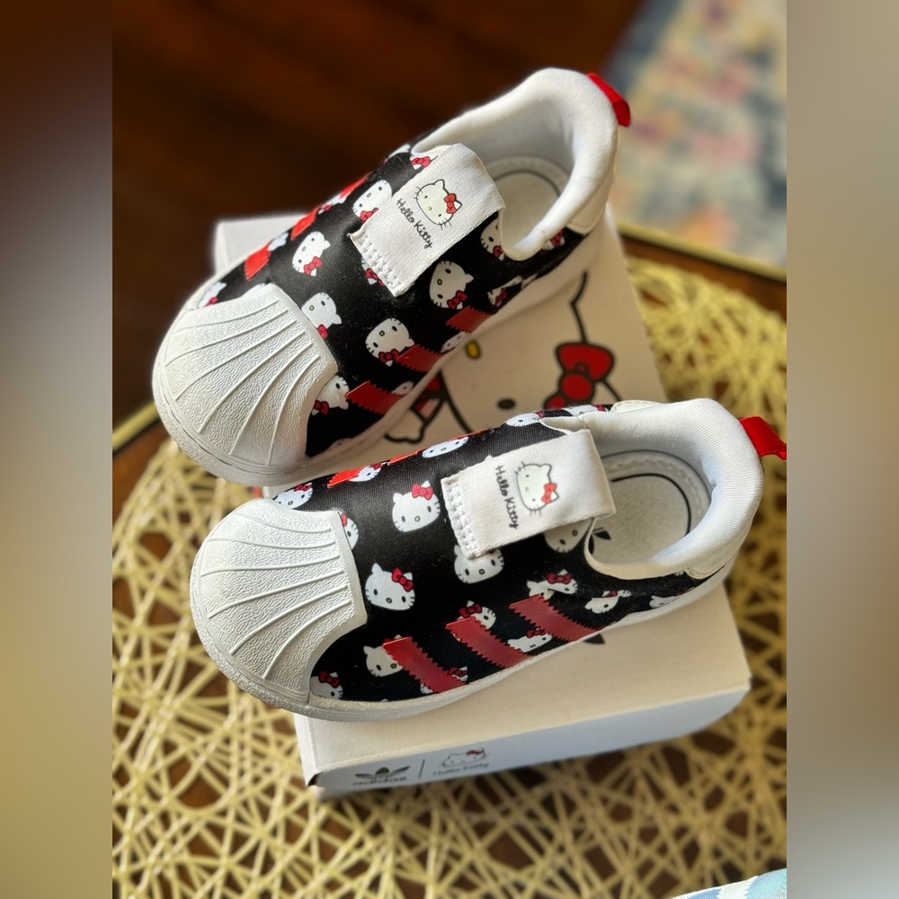 adidas Originals Kids Sneakers - Black and White with Red Accents
